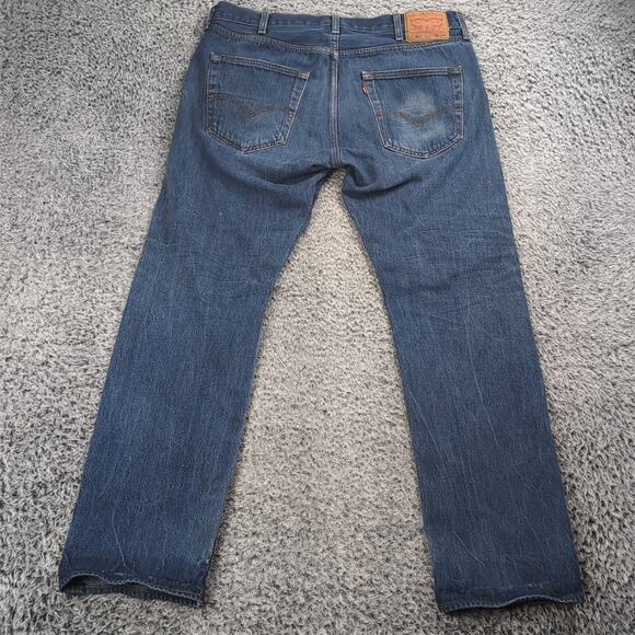 Levi's 501 Jeans Men 38x34 Blue Straight Leg Rocker Denim Stretch Grunge Pants - Picture 2 of 10
